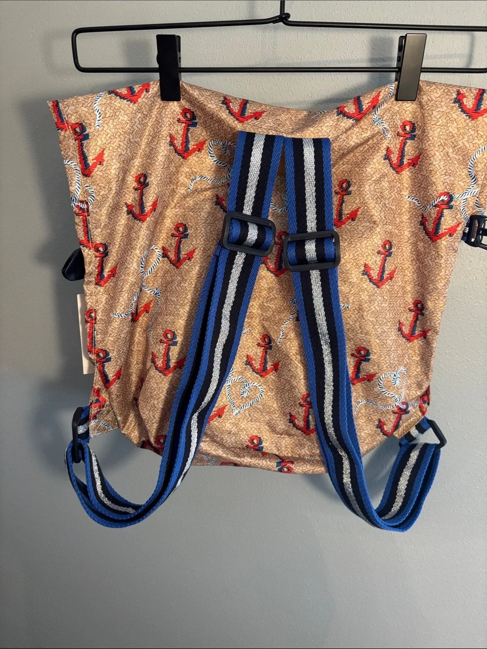 Vera Bradley Ahoy Beachsack anchor Print Roll-Top Backpack - NEW